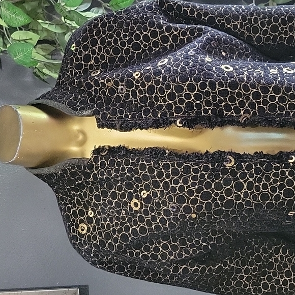 VintageYak Magik Gold & Black Elegant Reversible Open Blazer Jacket Size L - Picture 3 of 13